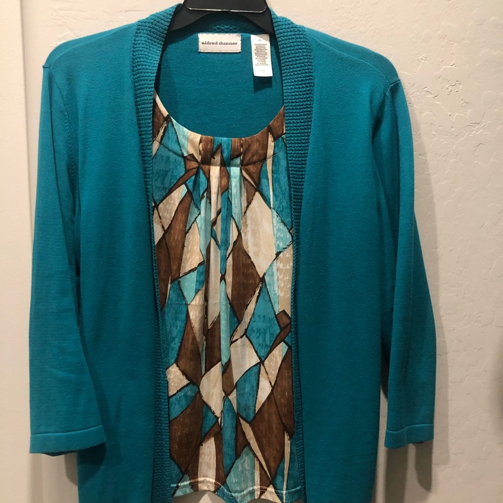 Alfred Dunner two for one top. Turquoise. XL